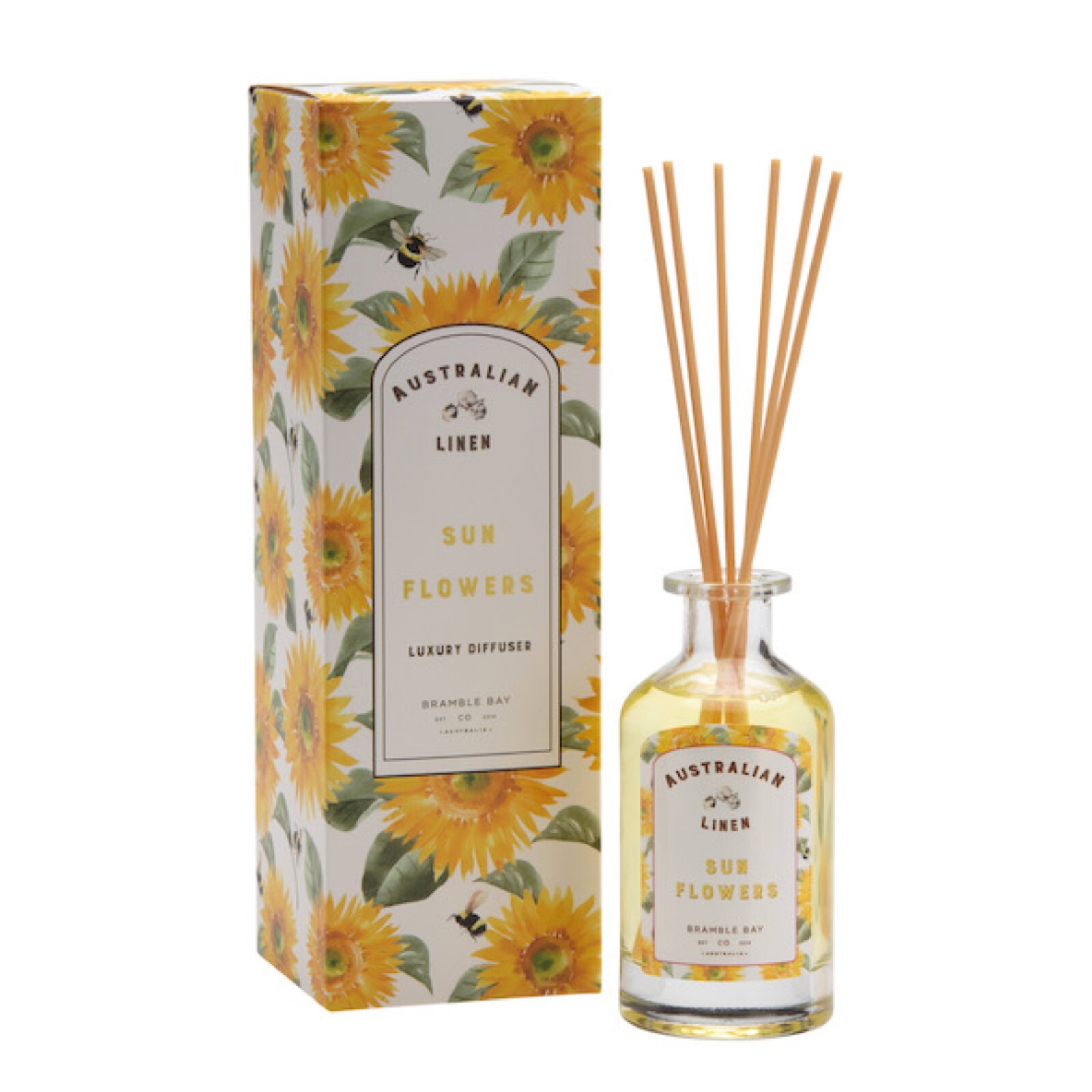 Bramble Bay - Australian Linen - Vintage Look Reed Diffuser - Sun Flowers