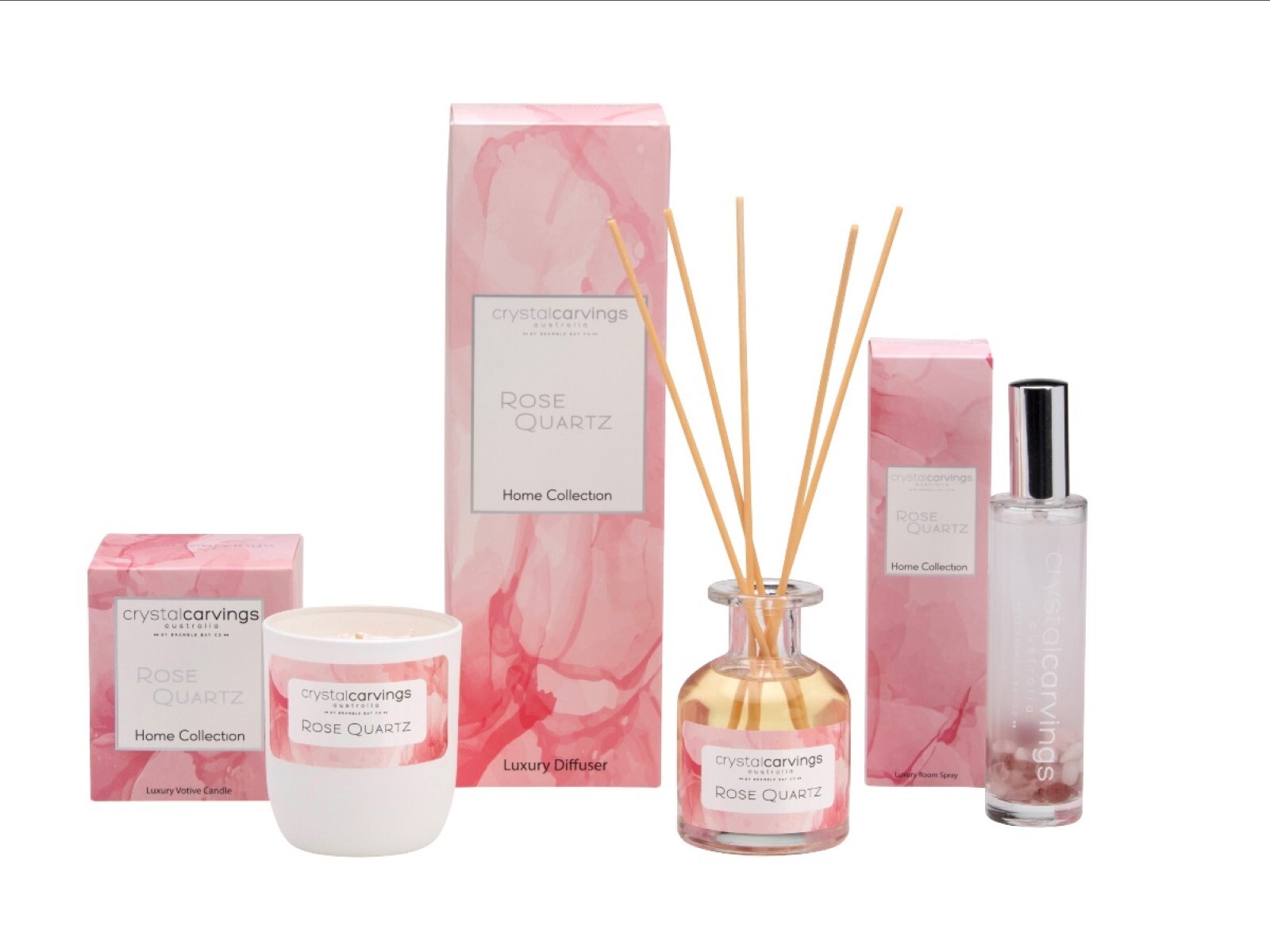 Bramble Bay - Crystal Infusions - Diffuser, Candle, Room Spray - Gift Set - Rose Quartz