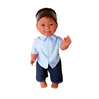 Down Syndrome Doll Brunette Hair Boy 37cm