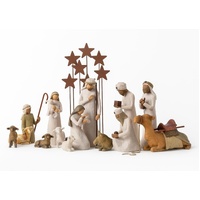 Willow Tree Nativity Christmas Figures Holy Family Wise Men Animals Metal Star 14-Piece Set
