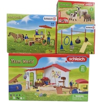 Schleich Farm World Pet Hotel 42607 Sheep Friends 42660 Puppy Dog Agility & Sunny Farm Stand Horse Cart