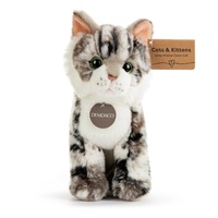 Demdaco - Maine Coon Cat Kitten Grey & White Soft Plush Toy 23cm