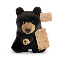 Demdaco Black Bear & Cub Baby Soft Plush Toy 19cm