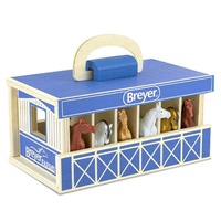 Breyer Horses Farms Wooden Carry Stable 6 Horse Play Set Stablemates 1:32 Scale 59217