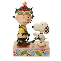 Peanuts by Jim Shore - Charlie Brown Tangled Christmas Lights Up Figurine 15cm