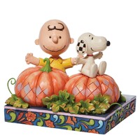 Peanuts by Jim Shore - Charlie Brown & Snoopy in Halloween Pumpkin Patch Figurine 11.4cm