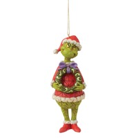 Grinch by Jim Shore - Grinch Holding Wreath - Hanging Ornament 13cm
