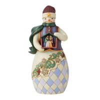 Heartwood Creek by Jim Shore Christmas Snowman Holding Nativity Stable Figurine 24cm