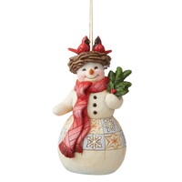 Heartwood Creek by Jim Shore Snowman with Cardinal Nest Hanging Ornament 12cm