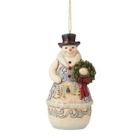 Heartwood Creek by Jim Shore Victorian Snowman Wreath Hanging Christmas Ornament 12cm