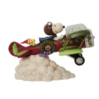 Peanuts by Jim Shore - Snoopy Red Baron Flying Ace Plane Christmas Deliveries Figurine 13cm