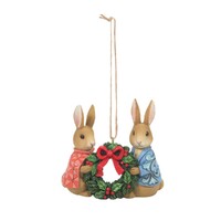 Beatrix Potter by Jim Shore - Peter Rabbit with Flopsy Wreath Hanging Ornament 8cm