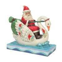 Heartwood Creek by Jim Shore - Santa Riding a Christmas Swan Figurine 17.5cm