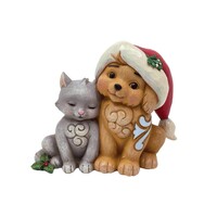 Heartwood Creek by Jim Shore - Kitten and Puppy with Santa Christmas Hat Figurine 11cm
