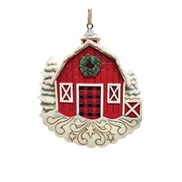 Country Living by Jim Shore - Red Barn Hanging Christmas Ornament 9cm