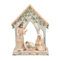 Heartwood Creek by Jim Shore - White Woodland Holy Family With Creche 4 Piece Set 22cm