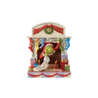 Grinch by Jim Shore - Grinch Peaking Out of Fireplace Figurine 14cm