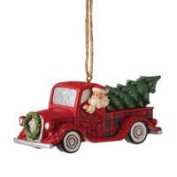 Heartwood Creek by Jim Shore -  Highland Glen Red Truck Santa Christmas Hanging Ornament 5.6cm