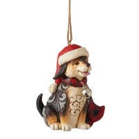 Heartwood Creek by Jim Shore - Highland Glen Dog with Plaid Scarf Christmas Hanging Ornament 8.5cm