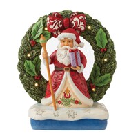 Heartwood Creek by Jim Shore - Santa in Light Up Wreath Figurine 17.8cm