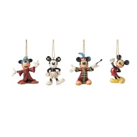  Disney Traditions by Jim Shore - Mickey Through the Years Hanging Ornaments Set 4