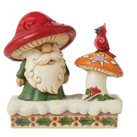 Heartwood Creek by Jim Shore - Santa Gnome by Mushroom and Cardinal Figurine 12cm