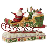 Elf by Jim Shore - Buddy Elf and Santa in Sleigh Figurine 20cm