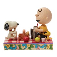 Peanuts by Jim Shore - Snoopy, Woodstock & Charlie Brown Having A Picnic Figurine 12.4cm