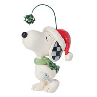 Peanuts by Jim Shore - Snoopy Christmas Hat Mistletoe Mini Figurine 12cm