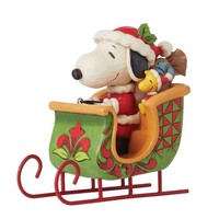 Peanuts by Jim Shore - Snoopy & Woodstock in Christmas Sleigh Figurine 12.5cm