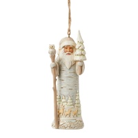 Heartwood Creek by Jim Shore - White Woodland Birch Bark Santa Christmas Hanging Ornament 11.5cm