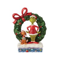 Grinch by Jim Shore - Grinch & Max with Light-Up Wreath Figurine 21cm