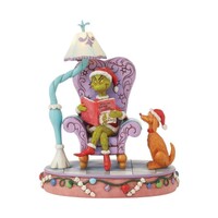 Grinch by Jim Shore - Lit Grinch in Chair Reading - Light Up Figurine 20.3cm