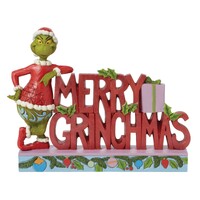 Grinch by Jim Shore - Merry Grinchmas Word Sign Figurine 18cm