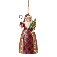Heartwood Creek by Jim Shore - Highland Glen Plaid Santa Christmas Hanging Ornament 10.5cm