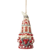 Heartwood Creek by Jim Shore - Nordic Noel Gnome with Heart Wreath Christmas Hanging Ornament 10.5cm