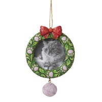 Heartwood Creek by Jim Shore CAT Pet Christmas Wreath Photo Frame Hanging Ornament