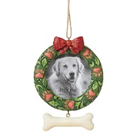 Heartwood Creek by Jim Shore  Dog Pet Christmas Wreath Photo Frame Hanging Ornament