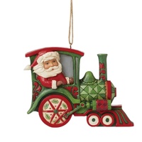 Heartwood Creek by Jim Shore Christmas Santa Sitting in a Train Hanging Ornament