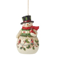 Heartwood Creek by Jim Shore Snowman Holding a Cardinal Christmas Hanging Ornament
