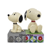 Peanuts by Jim Shore - 1950's & Today's Snoopy Back to Back Celebrating 75 Years Figurine 12.7cm