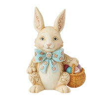 Heartwood Creek by Jim Shore - Easter Bunny with Bow and Basket of Easter Eggs Figurine 13cm