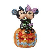 Disney Traditions by Jim Shore - Mickey & Minnie Scared Skeletons LED Pumpkin Figurine 18.5cm