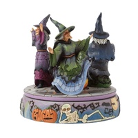 Heartwood Creek by Jim Shore Halloween Witches On Rotating Cauldron Figurine