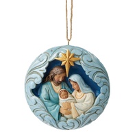 Heartwood Creek by Jim Shore Blue & Gold Holy Family Nativity Hanging Ornament