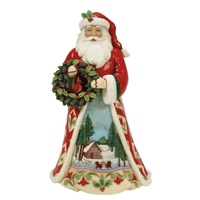 Heartwood Creek by Jim Shore  Christmas At The Lodge  Santa Holding a Wreath Figurine