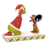 The Grinch by Jim Shore Max Holding A Mirror For Grinch Dressed as Santa