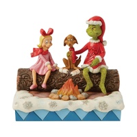 Grinch by Jim Shore - Grinch, Max & Cindy-Lou Roasting Marshmallows LED LIGHT Flickering Fire