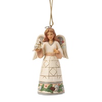 Heartwood Creek by Jim Shore White Woodland Angel with Owl Hanging Ornament