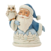 Heartwood Creek by Jim Shore  Blue Santa with White Owl Miniature Figurine,